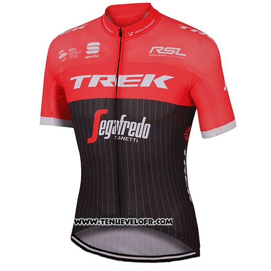 2017 Maillot Ciclismo Trek Segafredo Noir et Rouge Manches Courtes et Cuissard